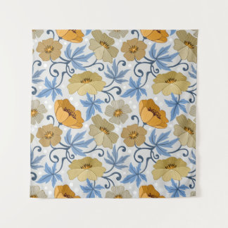 Gelbe Blumen: Nahtloses Textildesign Wandteppich