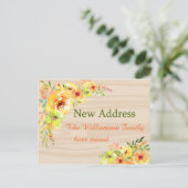 Gelbe Blumen Neue Adressenankündigung Postkarte (Stehend Vorderseite)
