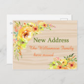 Gelbe Blumen Neue Adressenankündigung Postkarte (Vorne/Hinten)