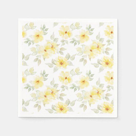 Gelbe Blumen-Papier-Servietten, Wasserfarben-Blume Serviette (Vorderseite)
