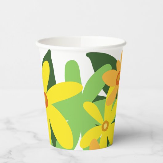 Gelbe Blumen Papiertasse Pappbecher (Links)