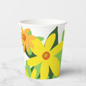 Gelbe Blumen Papiertasse Pappbecher (Vorderseite)