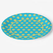 Gelbe Blumen Pappteller (Schrägansicht)