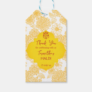 Gelbe Blumen personalisierter Name Haldi Geschenke Geschenkanhänger