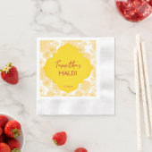 Gelbe Blumen personalisierter Name Haldi napkins Serviette (Beispiel)