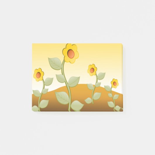 GELBE BLUMEN POST-IT KLEBEZETTEL (Vorderseite)