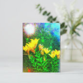 Gelbe Blumen Postkarte (Stehend Vorderseite)