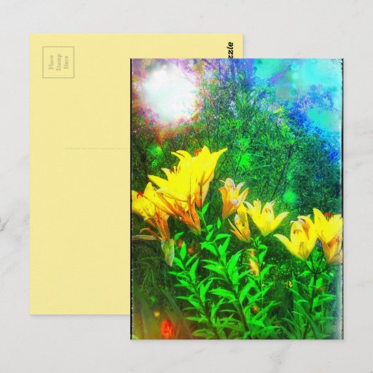 Gelbe Blumen Postkarte (Vorne/Hinten)