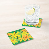 Gelbe Blumen Rechteckiger Pappuntersetzer (Vor Ort)