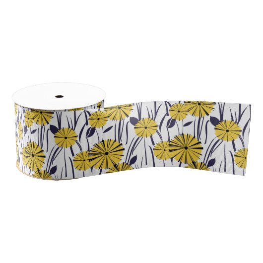 Gelbe Blumen Ripsband (Spule)