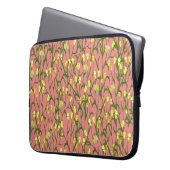 Gelbe Blumen Rosa Hintergrund Vintag Laptopschutzhülle (Vorderseite Links)