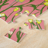 Gelbe Blumen Rosa Hintergrund Vintag Puzzle (Seite)