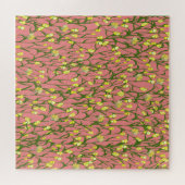 Gelbe Blumen Rosa Hintergrund Vintag Puzzle (Horizontal)