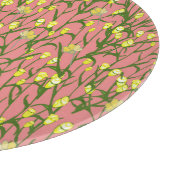 Gelbe Blumen Rosa Hintergrund Vintag Schneidebrett (Ecke)