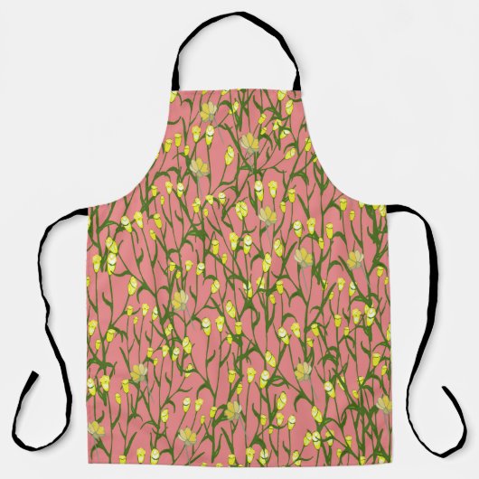 Gelbe Blumen Rosa Hintergrund Vintag Schürze (Vorderseite)