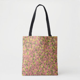 Gelbe Blumen Rosa Hintergrund Vintag Tasche