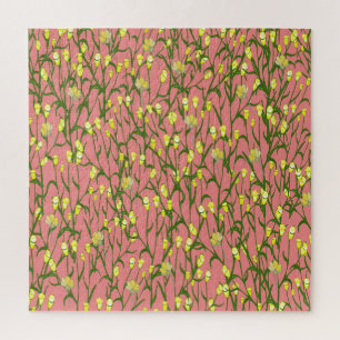 Gelbe Blumen Rosa Hintergrund Vintage Puzzle