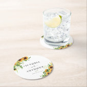 Gelbe Blumen Runde Hochzeit Untersetzer (Vor Ort)
