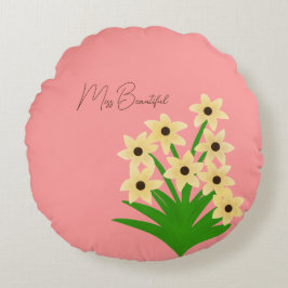 Gelbe Blumen Rundes Kissen