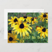 Gelbe Blumen Save the Date Postkarte (Vorne/Hinten)