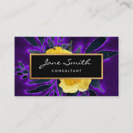Gelbe Blumen-, Schwarze und Lilablumen Visitenkarte