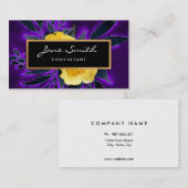 Gelbe Blumen-, Schwarze und Lilablumen Visitenkarte (Vorne/Hinten)
