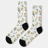 Gelbe Blumen Socken (Linkes Detail)