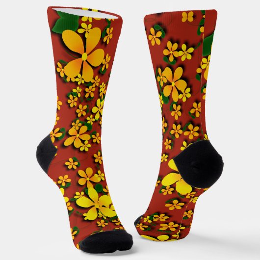 Gelbe Blumen Socken (Gewinkelt)