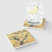 Gelbe Blumen Steinuntersetzer (Seitenansicht)