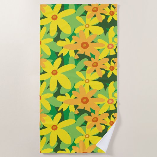 Gelbe Blumen Strandtuch (Vorderseite)