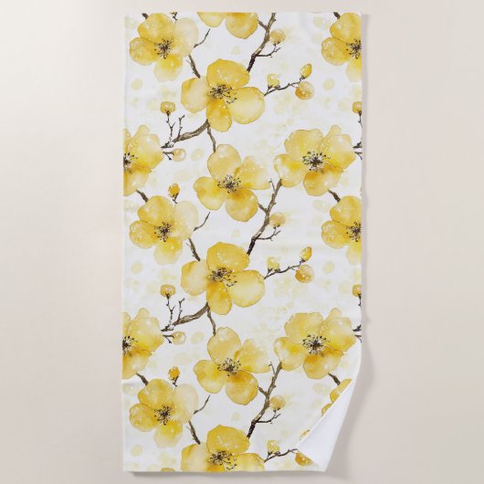 Gelbe Blumen Strandtuch (Vorderseite)