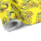 Gelbe Blumen Umhüllungspapier Geschenkpapier (Rolleneckpunkt)