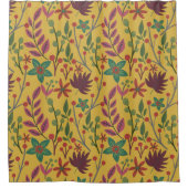 Gelbe Blumen und Blätter mit nahtlosem Blumenmuste Duschvorhang (Vorderseite)