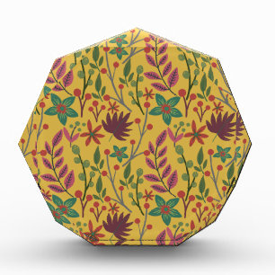 Gelbe Blumen und Blätter mit nahtlosem Blumenmuste Fotoblock