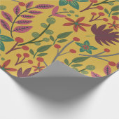Gelbe Blumen und Blätter mit nahtlosem Blumenmuste Geschenkpapier (Ecke)