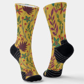 Gelbe Blumen und Blätter mit nahtlosem Blumenmuste Socken (Gewinkelt)
