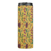Gelbe Blumen und Blätter mit nahtlosem Blumenmuste Thermosbecher (Rückseite)