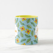 Gelbe Blumen und Blätter Name Tasse (Zentrum)