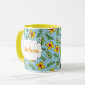 Gelbe Blumen und Blätter Name Tasse (Vorderseite Links)