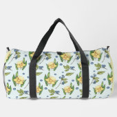 Gelbe Blumen und Blaubeeren Duffle Bag (Rückseite)