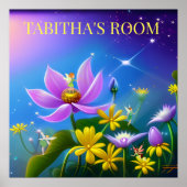 Gelbe Blumen und Feen im Sommer. bearbeitbar Poster (Vorne)