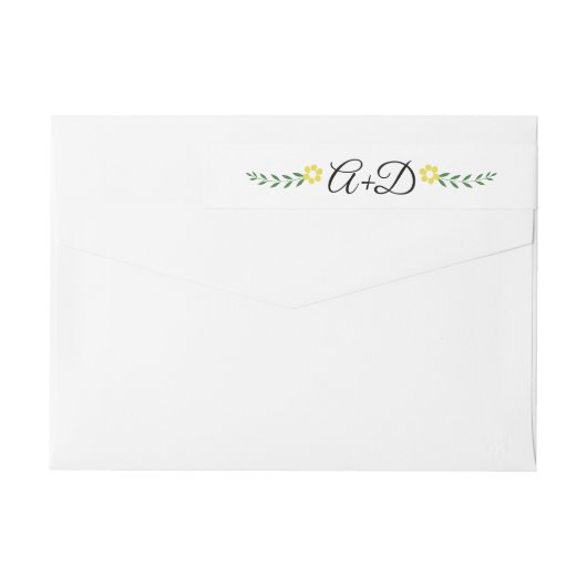 Gelbe Blumen und Initialen Blumen Hochzeit (Rückseite)