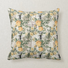 Gelbe Blumen und Königin-Biene Kissen