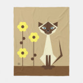 Gelbe Blumen und siamesische Katzenwelse Fleecedecke (Vorderseite)