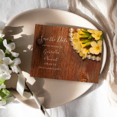 Gelbe Blumen und Stallholz-Hochzeit retten das Dat Save The Date