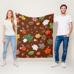 Gelbe Blumen und weiße Rosen 12 Fleecedecke