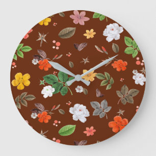 Gelbe Blumen und weiße Rosen 12 Große Wanduhr