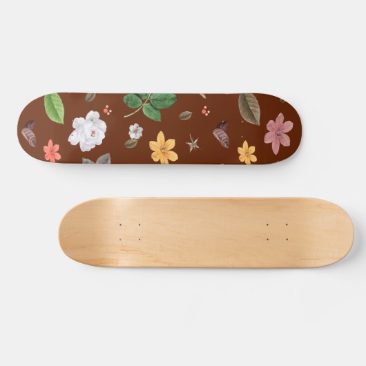 Gelbe Blumen und weiße Rosen 12 Skateboard (Horizontal)