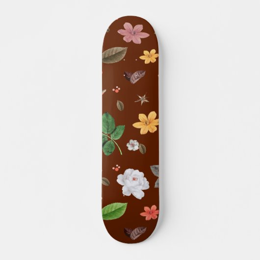 Gelbe Blumen und weiße Rosen 12 Skateboard (Vorne)