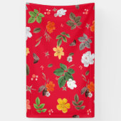 Gelbe Blumen und weiße Rosen 13 Banner (Vertikal)